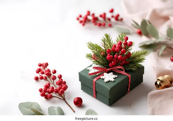 Christmas Gift Box Decorated with Ornaments