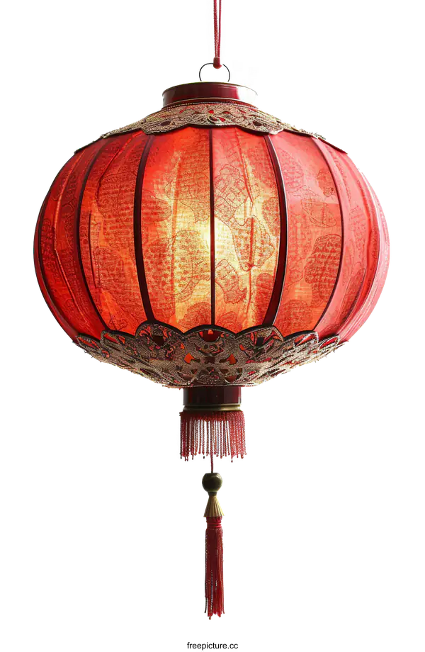 [Transparent Background PNG]Red Chinese Lantern Hanging Isolated on White Background