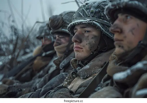 A group of soldiers in the snow.