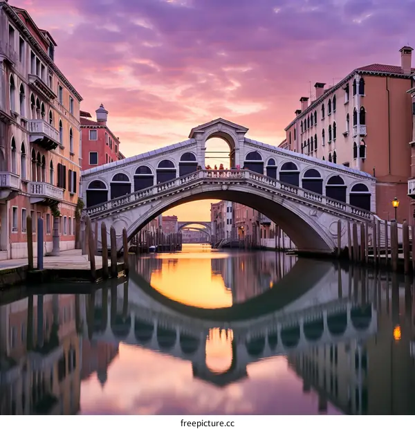 Rialto Bridge at sunset, Venice, Italy