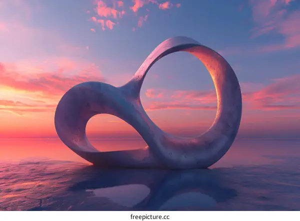 Sculpture on the Beach at Sunset
