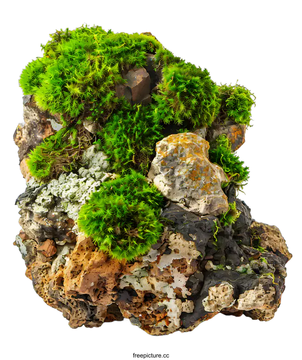 [Transparent Background PNG]Green Moss Growing On A Rock