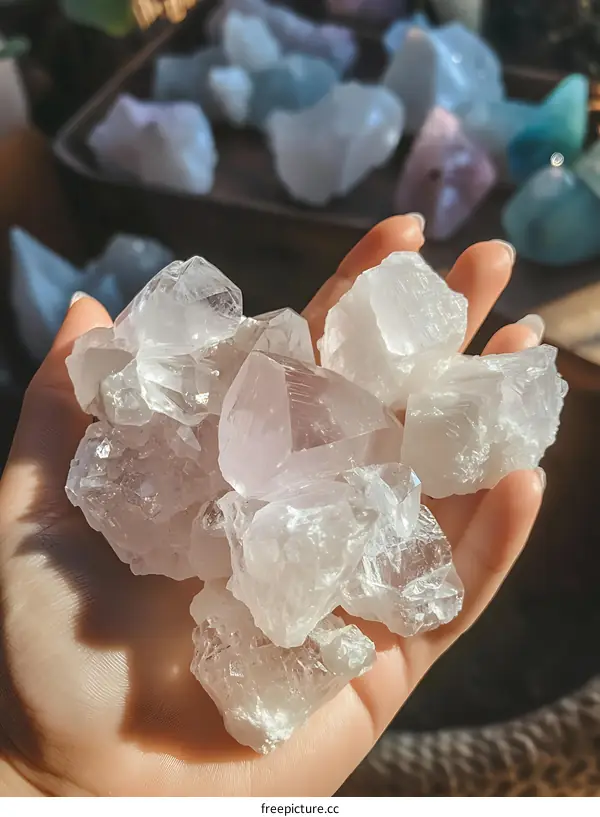 Cluster of Pink Quartz Crystals