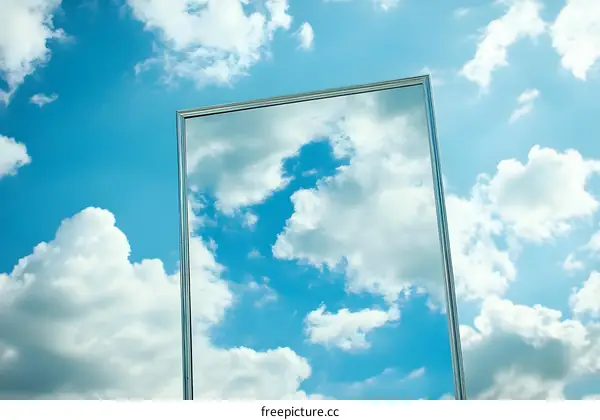 Mirror Reflecting the Sky with Clouds