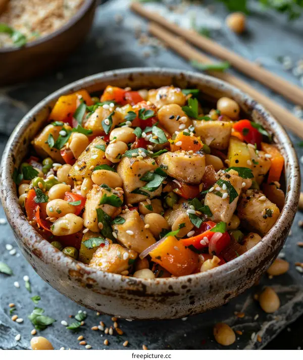 Cumin Chicken Stir Fry with Bell Peppers and Snow Peas