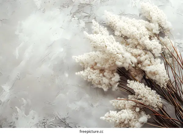 White Pampas Grass On Concrete Background
