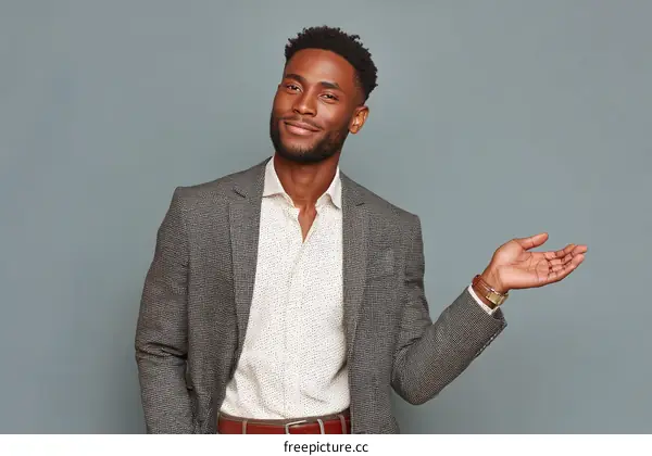 African American Man in Business Suit Presenting