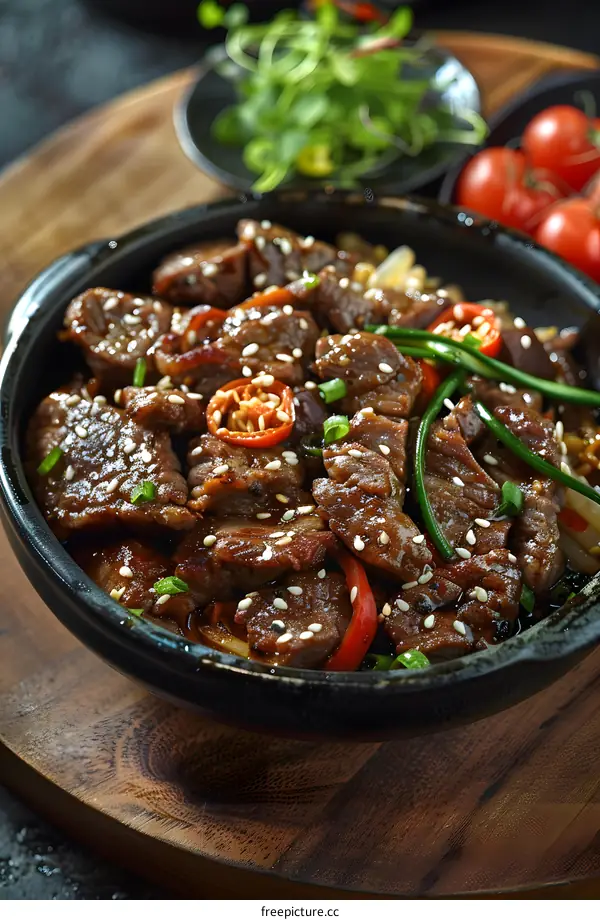 korean beef bulgogi with sesame seeds