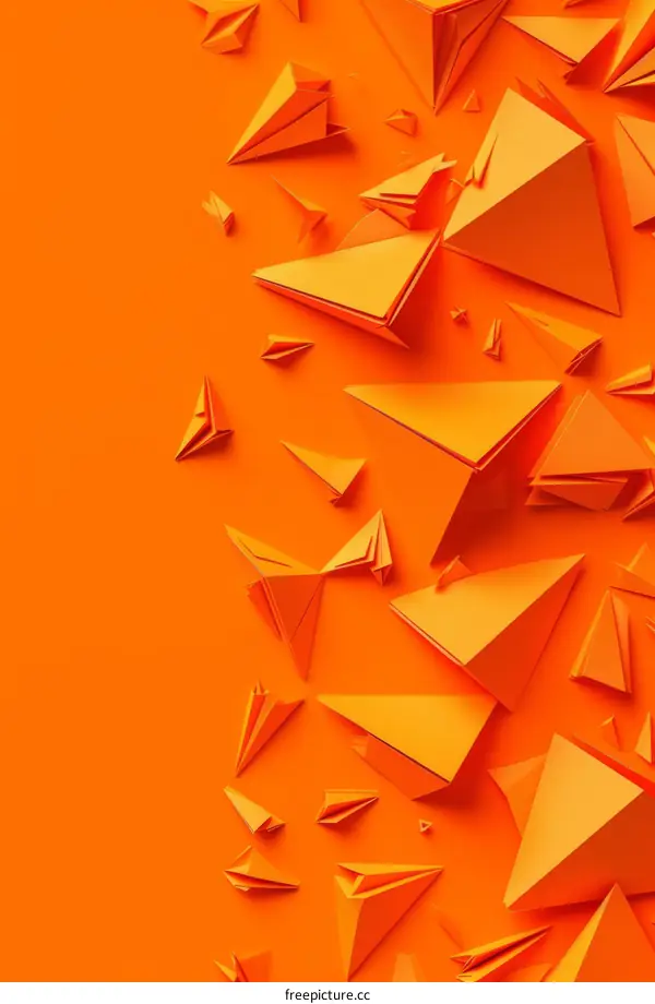 Orange 3D Origami Planes Background