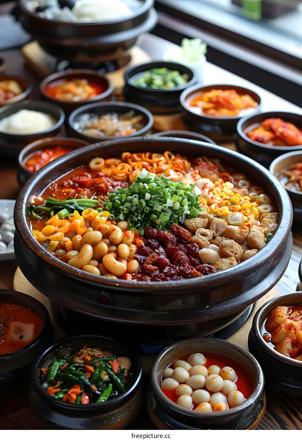 A table full of delicious Korean food