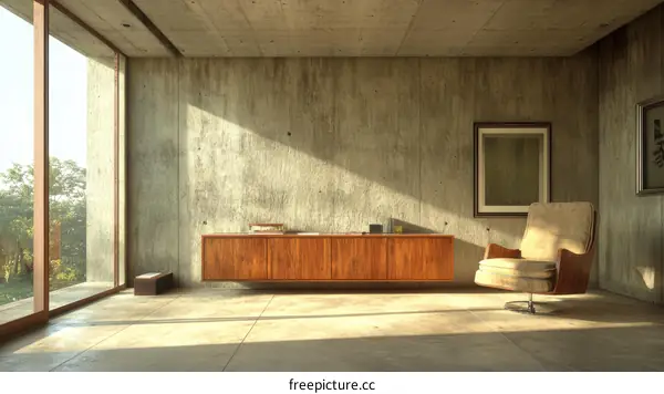 Modern Concrete Interior Living Room Design