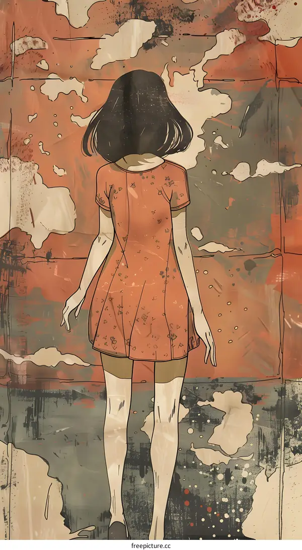 Woman in Red Dress Standing in Front of a Wall