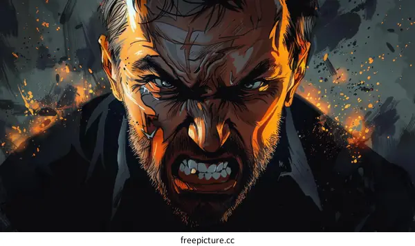 portrait of a man with a beard and a scar on his face