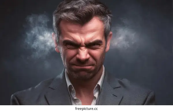 Angry Caucasian Male Portrait Studio Shot