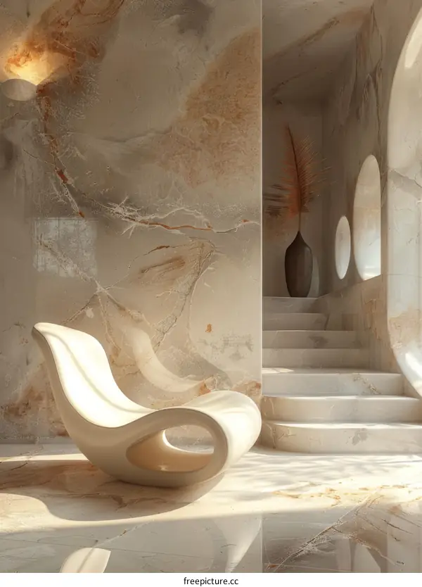 Modern Abstract Interior Design with a Rocking Chair