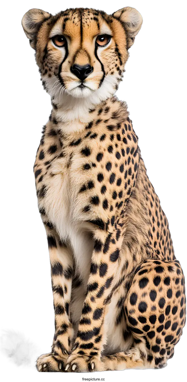 [Transparent Background PNG]Cheetah Sitting on White Background