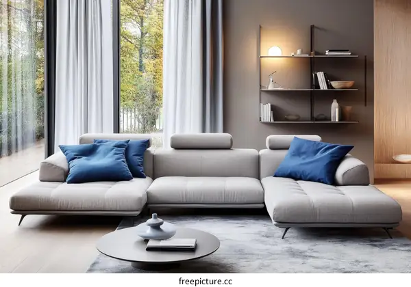 Modern Gray Sectional Sofa in a Stylish Living Room