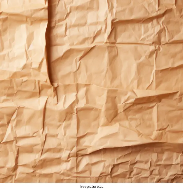 Close-up of brown crumpled paper texture background