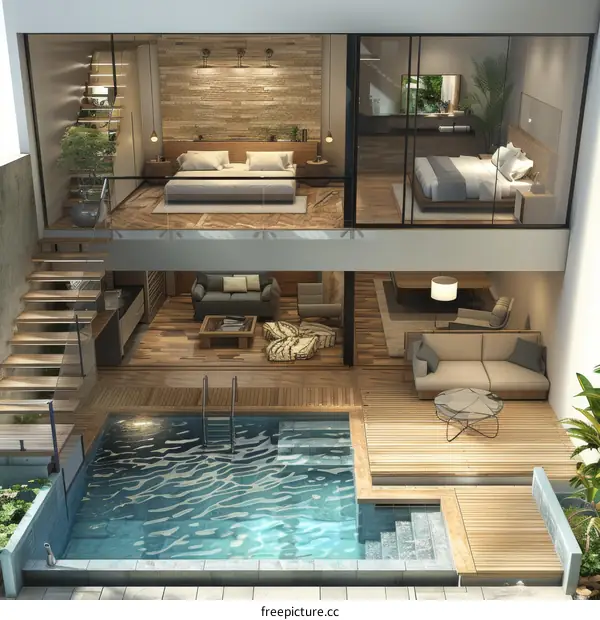Modern Duplex House with Interior Pool