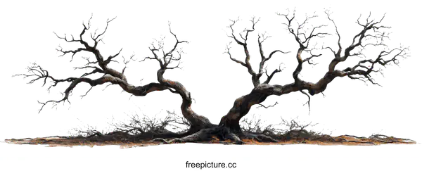 [Transparent Background PNG]Two Dead Trees Silhouette Against White Background