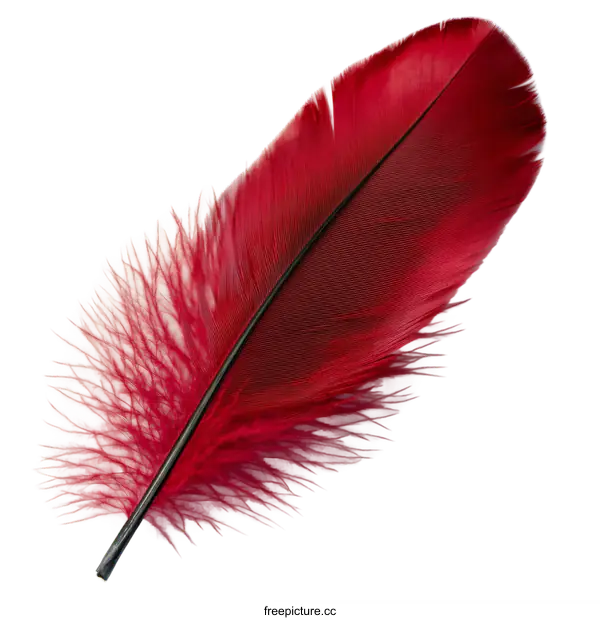 [Transparent Background PNG]Closeup of a vibrant red bird feather