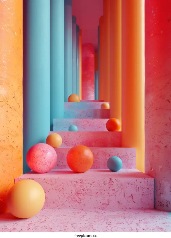 Minimalistic Surreal Render in Pastel Pink and Blue