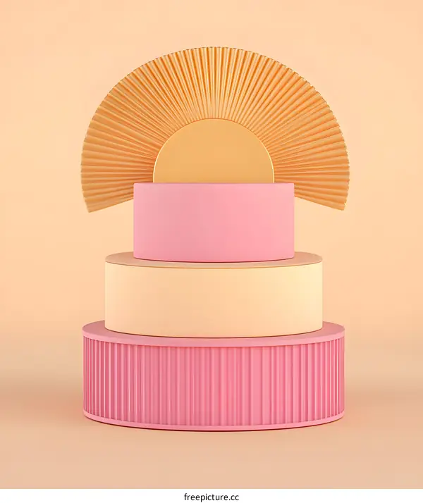 Abstract Geometric Shapes 3D Rendering Minimalist Pastel Colors