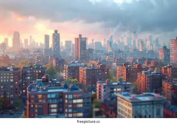 Densely Packed Small Buildings in a Modern City