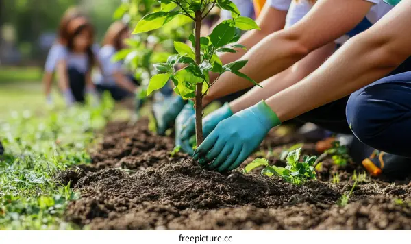 Community Planting Trees Together