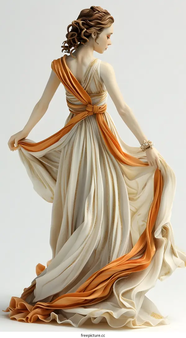 Elegant Porcelain Sculpture of a Woman in a Flowing Dress