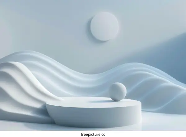 Minimal Abstract Blue and White Sphere on Podium