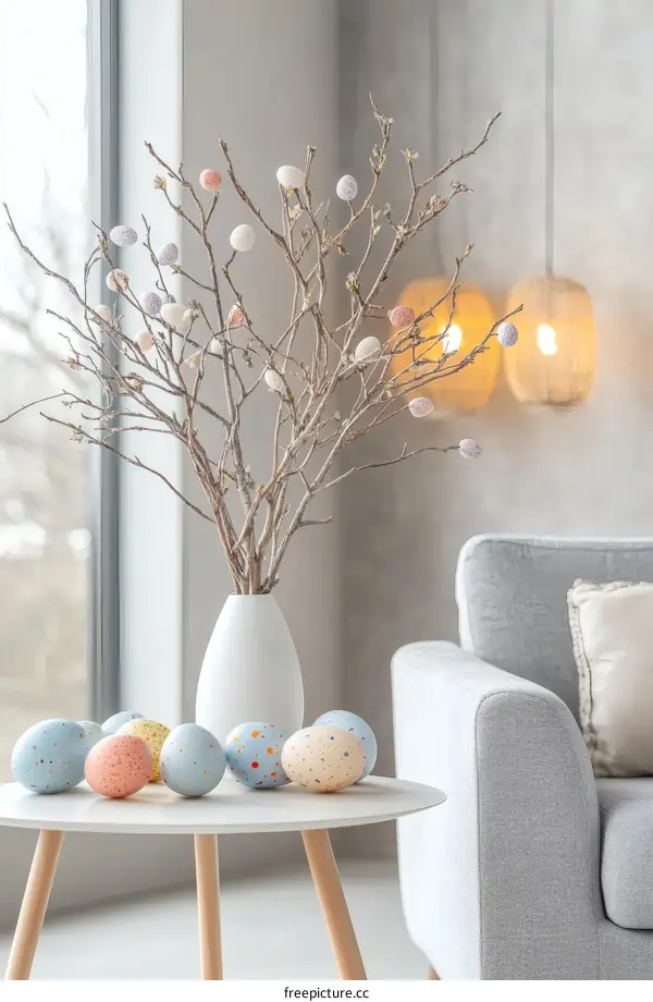 Easter Decor in a Modern Living Room