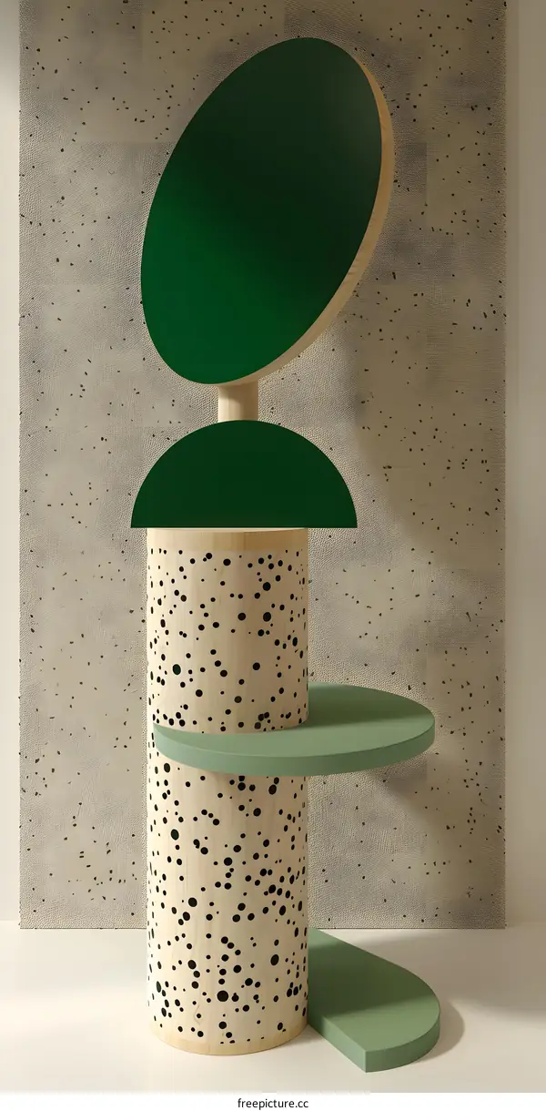 Abstract Green and Wood Sculpture