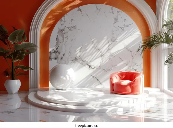 Modern Interior Design Orange and White Decor