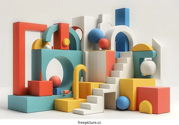 Abstract Geometric Shapes  3D Rendered Illustration