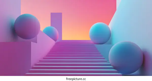 Abstract 3D Geometric Shapes in Gradient Color Background