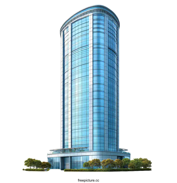 [Transparent Background PNG]Modern Glass Skyscraper Building Exterior Design