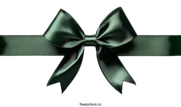 [Transparent Background PNG]Elegant Dark Green Satin Ribbon Bow