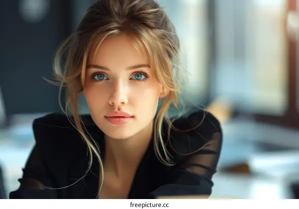 Close-up Portrait of a Beautiful Caucasian Woman
