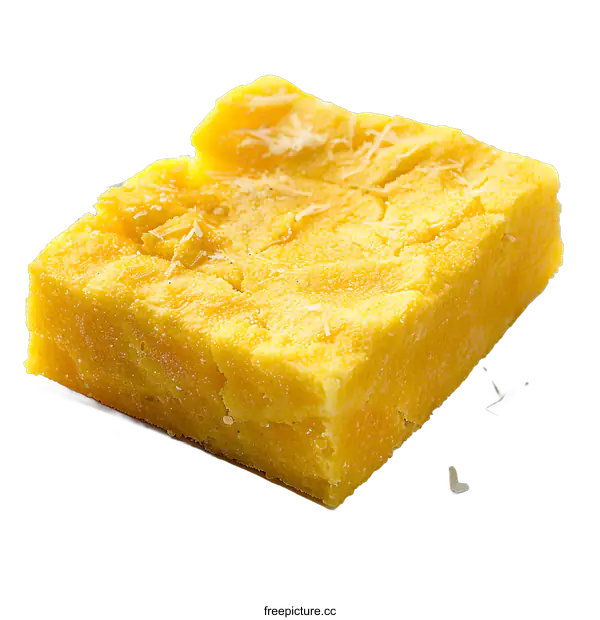 [Transparent Background PNG]Square piece of polenta on white background
