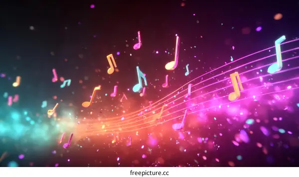 Colorful Music Notes Background