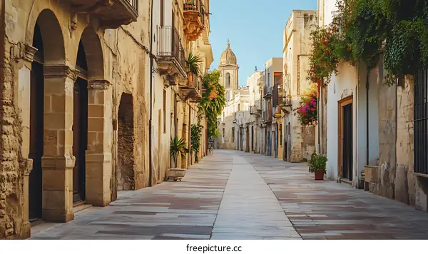 Empty Stone Street in an Italian Town