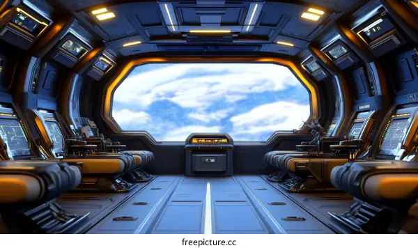 Futuristic Spaceship Interior with Large Window