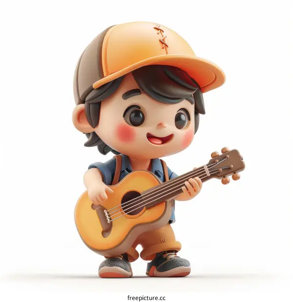 A boy playing guitar
