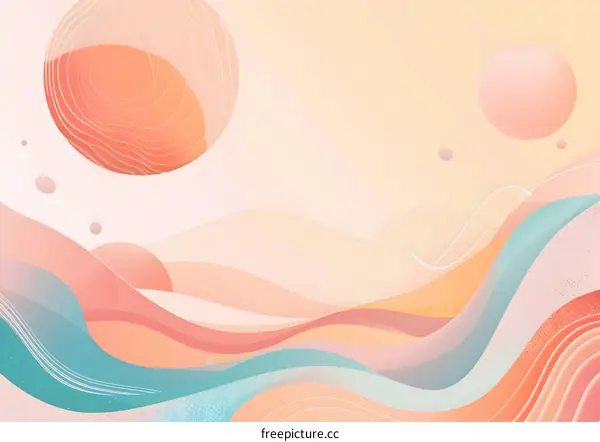 Abstract Background with Pastel Colors and Wavy Lines