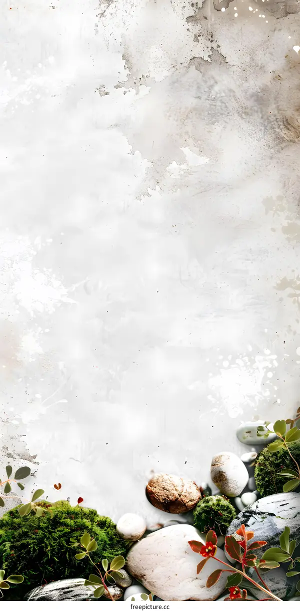 Abstract Background With Stones, Moss And Plants