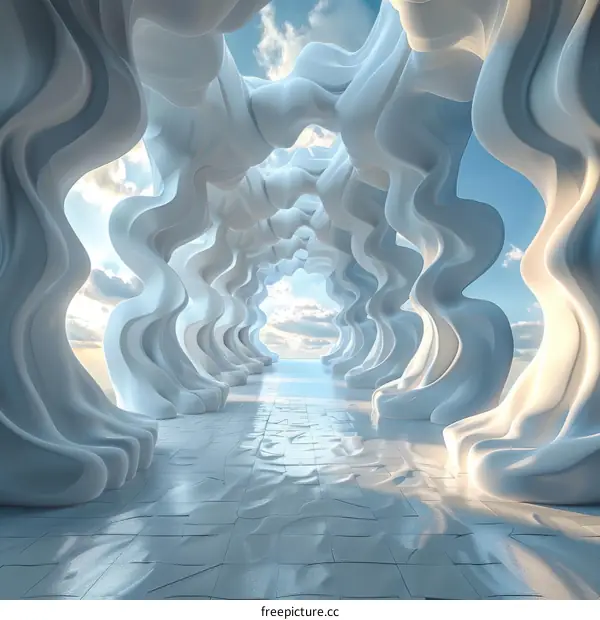 Abstract White Architectural Tunnel to Sky