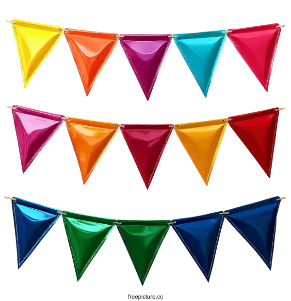 [Transparent Background PNG]Colorful Triangular Bunting Garland