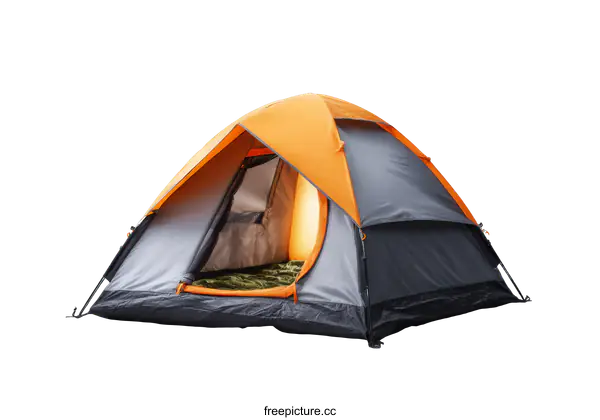 [Transparent Background PNG]Orange and Grey Camping Tent on White Background