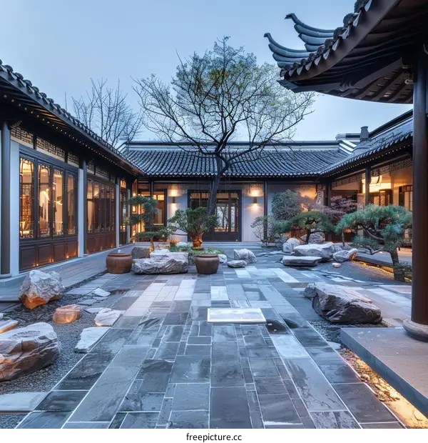 Classical Chinese Courtyard with Traditional Architecture